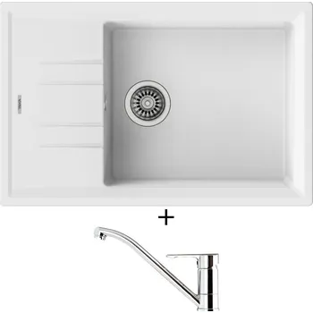 Granitový dřez SET Teka STONE 60 S-TG 1B 1D bílá + Teka ML CR chrom