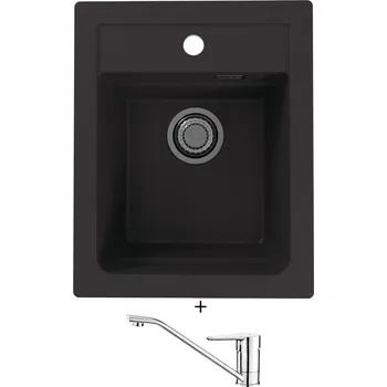 Granitový dřez Granitový dřez SET Alveus ATROX 10 black 91 + Deante CORIO BFC 060M chrom