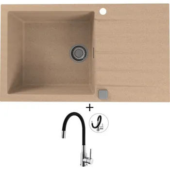 Granitový dřez Granitový dřez SET Alveus CADIT 40 beige 55 + Alveus MINTAS chrom/černá