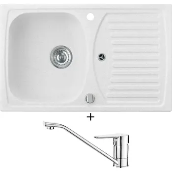 Granitový dřez SET Alveus RECORD 30 white 11 + Deante CORIO BFC 060M chrom