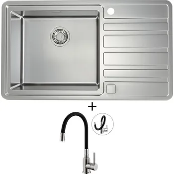 Nerezový dřez Nerezový dřez SET Alveus RANDO 50 nerez odkap vpravo + Alveus MINTAS nerez/černá