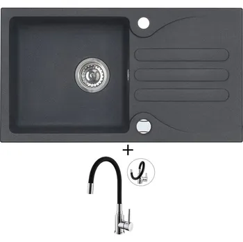 Granitový dřez Granitový dřez SET Alveus GALAPAGOS 30 black 91 + Alveus MINTAS chrom/černá