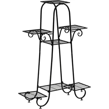 Zahradní dekorace Kovový ozdobný stojan na květiny černý do interiéru / exteriéru, 102x76x24 cm