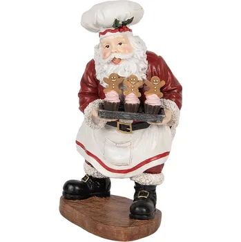 Vánoční dekorace Vánoční dekorace figurka Santa nesoucí dortíky s perníčky - 17*16*28 cm