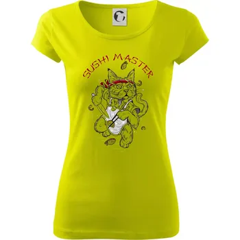 Dámské tričko Sushi master kočka - Dámské triko Pure - S ( Limetková )