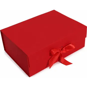 Dárková krabička ELEGANTNÍ Krabička NA DÁREK ČERVENÁ, uzavíratelný dárek, krabička 28x20x9 cm