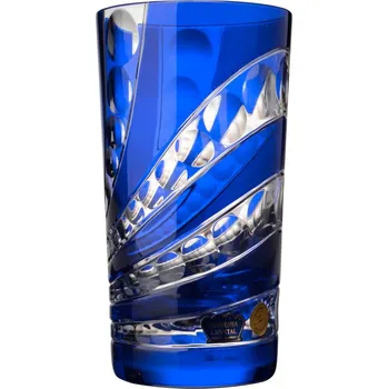 Sklenice Broušená sklenice modrá 350 ml, Glamour Crystal, 6 ks
