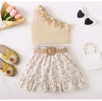 Dívčí letní retro set - atypický top + sukně (vel. 18 měsíců až 6 let) Velikost: 4-5 let