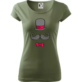 Dámské tričko Kitty Mustache - Dámské triko Pure - 3XL ( Khaki )