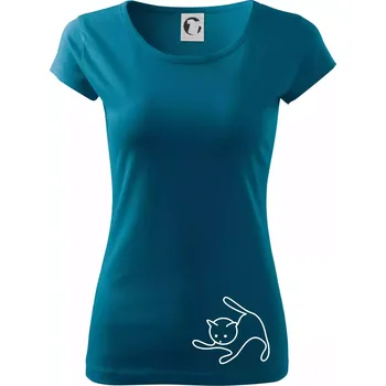 Dámské oblečení Kočka si hraje - Dámské triko Pure - S ( Petrolejová )