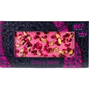 Čokoláda Choco Bonté Ruby čokoláda s granátovým jablkem a pistácií