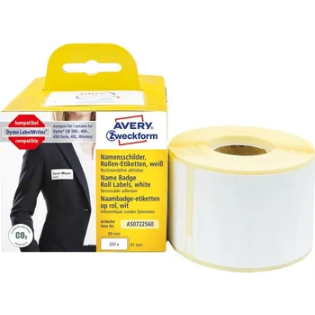 Speciální papír Avery Zweckform AS0722560 Termoetikety 41x89 mm, 200 ks, bílé, kompatibilní Dymo S0722560 (11356)