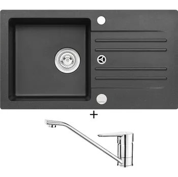 Granitový dřez Granitový dřez SET Alveus CORTINA 140 black 91 + Deante CORIO BFC 060M chrom