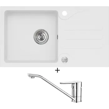 Granitový dřez Granitový dřez SET Alveus GALAPAGOS 30 white 11 + Deante CORIO BFC 060M chrom