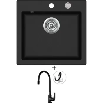 Granitový dřez SET Teka CLIVO 50 S-TQ 1B černá metalická + Kuchinox ELZA BKE B61D černá matná