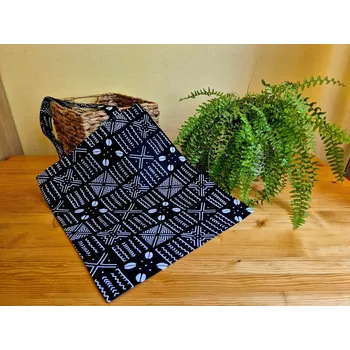 Nákupní taška Látková taška_černobílá etno