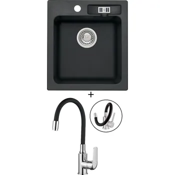 Granitový dřez Granitový dřez SET Alveus VICTORIA 20 black 91 + Kuchinox ELZA BKE 761 chrom/černá