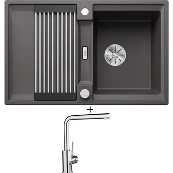 Granitový dřez Granitový dřez SET Blanco ADIRA 45 S šedá skála s excentrem 527587 + Blanco MILA chrom 519414