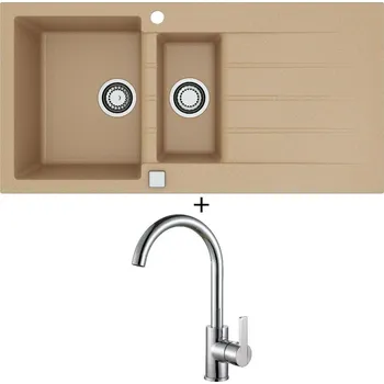 Granitový dřez Granitový dřez SET Alveus CADIT 80 beige 55 + Alveus TONIA chrom