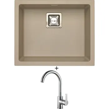 Granitový dřez Granitový dřez SET Alveus QUADRIX 50 pebble 02 + Alveus TONIA chrom