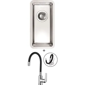 Nerezový dřez Dřez pod desku SET Alveus KOMBINO 10 U nerez + Kuchinox ELZA BKE 761 chrom/černá