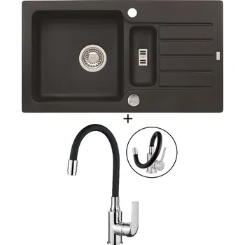 Granitový dřez Granitový dřez SET Alveus NIAGARA 70 black 91 + Kuchinox ELZA BKE 761 chrom/černá