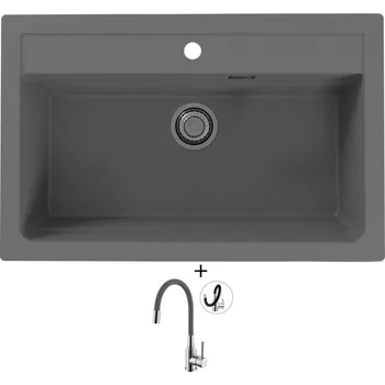 Granitový dřez Granitový dřez SET Alveus ATROX 40 beton 81 + Alveus MINTAS chrom/šedá