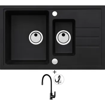 Granitový dřez Granitový dřez SET Alveus INTERMEZZO 70 černá matná + Kuchinox ELZA BKE B61D černá matná