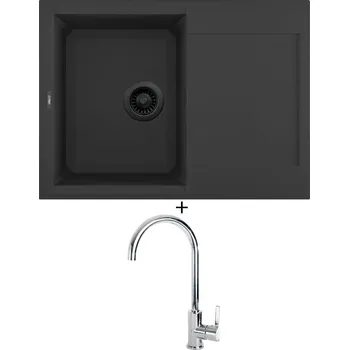 Granitový dřez Granitový dřez SET Elleci EASY 135 černá edice + Elleci C01 CADDY chrom
