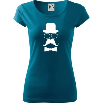 Dámské tričko Mustache pán - Dámské triko Pure - L ( Petrolejová )