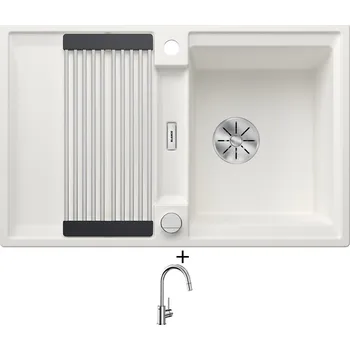 Granitový dřez Granitový dřez SET Blanco ADIRA 45 S bílá s excentrem 527589 + Blanco MIDA-S chrom 521454