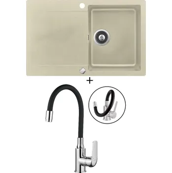 Granitový dřez SET Teka CLIVO 45 B-TQ 1B 1D topaz + Kuchinox ELZA BKE 761 chrom/černá