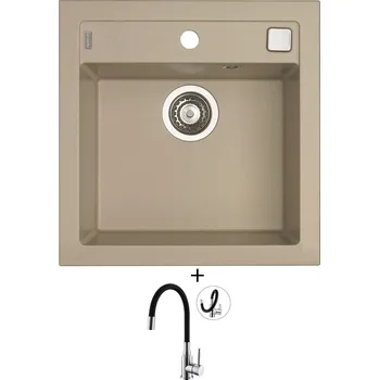 Granitový dřez Granitový dřez SET Alveus FORMIC 20 pebble 02 + Alveus MINTAS chrom/černá