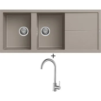 Granitový dřez Granitový dřez SET Elleci UNICO 500 G43 tortora + Laveo BONA BAB 268D nerez