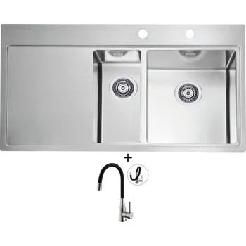 Nerezový dřez Nerezový dřez SET Alveus PURE 60 nerez odkap vlevo + Alveus MINTAS nerez/černá