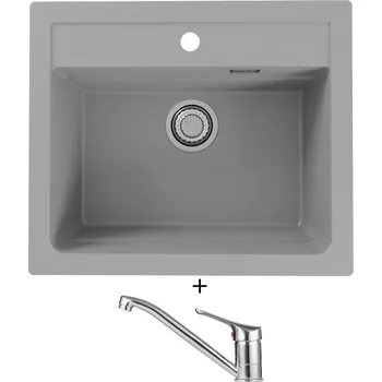 Granitový dřez Granitový dřez SET Alveus ATROX 30 beton 81 + Alveus RIVIERA X chrom