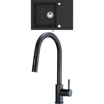 Granitový dřez Granitový dřez SET Alveus INTERMEZZO 40 černá matná + Deante LIMA N72M černá matná