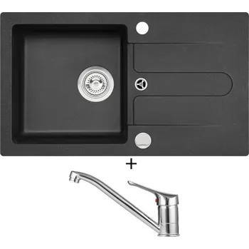Granitový dřez Granitový dřez SET Alveus CORTINA 110 black 91 + Alveus RIVIERA X chrom