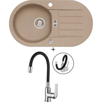 Granitový dřez Granitový dřez SET Alveus NIAGARA 40 beige 55 + Kuchinox ELZA BKE 761 chrom/černá