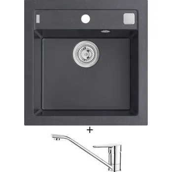 Granitový dřez Granitový dřez SET Alveus FORMIC 20 black 91 + Deante CORIO BFC 060M chrom