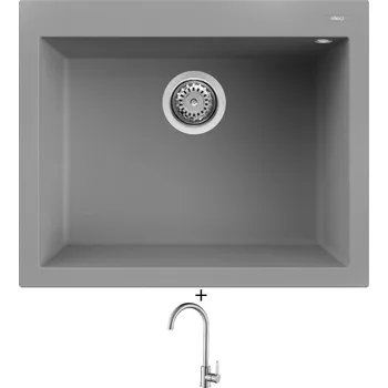 Granitový dřez Granitový dřez SET Elleci QUADRA 110 G48 cemento + Laveo BONA BAB 268D nerez