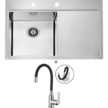 Nerezový dřez Nerezový dřez SET Alveus PURE 40 nerez odkap vpravo + Kuchinox ELZA BKE 761 chrom/černá