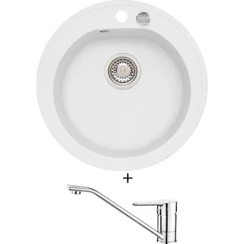 Granitový dřez Granitový dřez SET Alveus NIAGARA 10 white 11 + Deante CORIO BFC 060M chrom