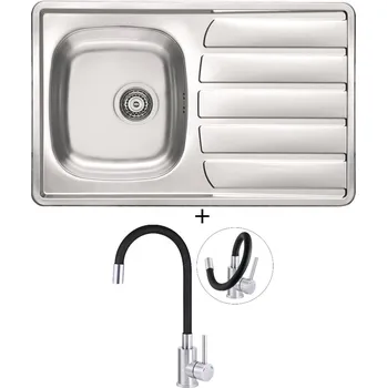 Nerezový dřez Nerezový dřez SET Alveus ZOOM 20 tkaná struktura + Deante NEO LUNO BOC B720 nerez