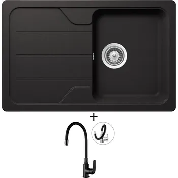 Granitový dřez SET Teka SIMPLA 45 S-TG 1B 1D nero + Kuchinox ELZA BKE B61D černá matná