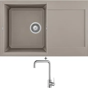 Granitový dřez Granitový dřez SET Elleci EASY 300 G43 tortora + Laveo BONA BAB 265D nerez