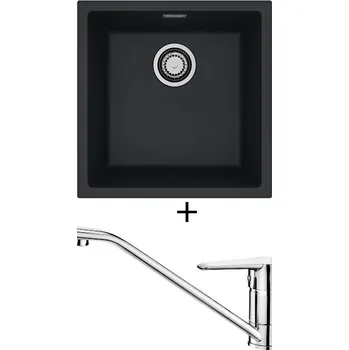 Granitový dřez Dřez pod desku SET Alveus OMNI 20 black 91 + Deante CORIO BFC 060M chrom