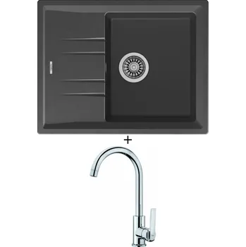 Granitový dřez SET Teka STONE 45 S-TG 1B 1D asphalt + Teka IN 915 CR chrom