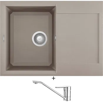 Granitový dřez Granitový dřez SET Elleci EASY 135 G43 tortora + Deante CORIO BFC 060M chrom