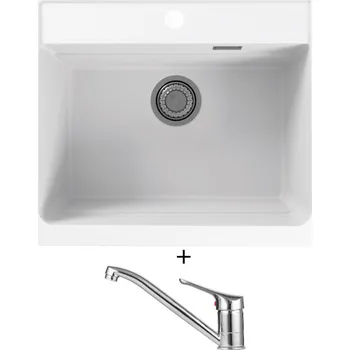 Granitový dřez Granitový dřez SET Alveus ATROX 30 white 11 + Alveus RIVIERA X chrom